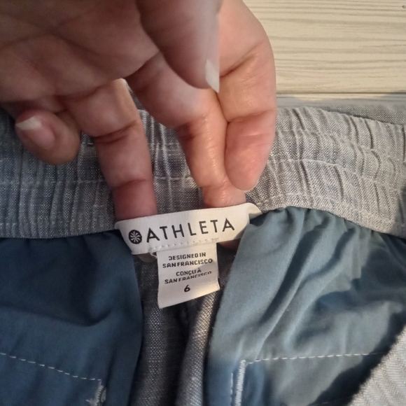 Athleta Retreat linen high waisted women's jogger cambray blue size 6 - Picture 6 of 8